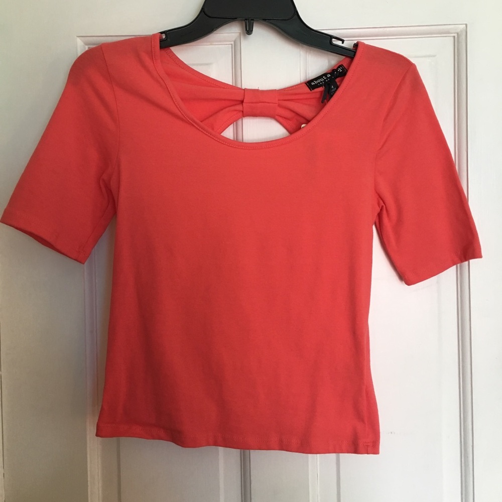 Brand New Coral bow back top